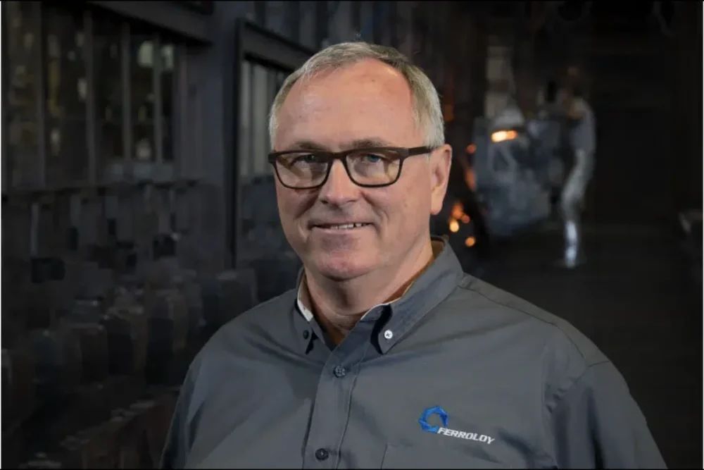 Mark Soucie, President and Owner of Ferroloy, Inc., at the company's iron foundry in Wichita, Kansas